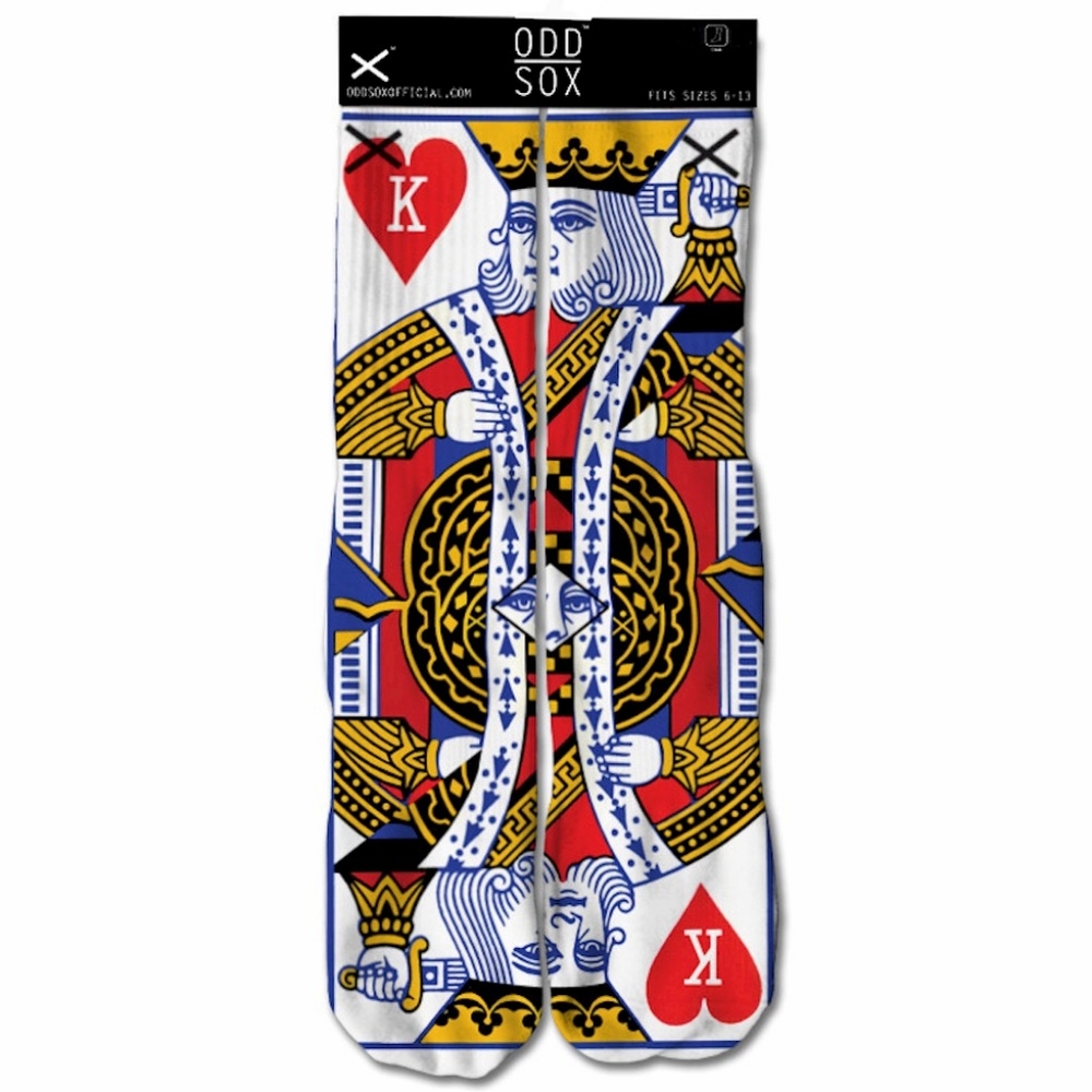 ODD SOX Crew Socks King Of Hearts Playing Card